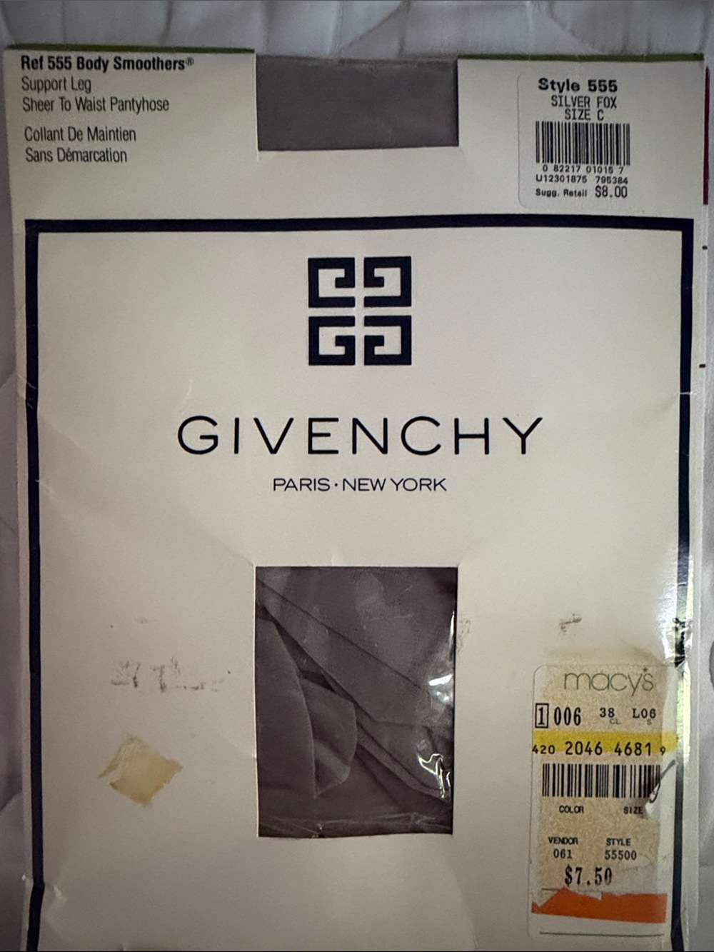 Givenchy Men’s Support Sheer Pantyhose – Silver Gray